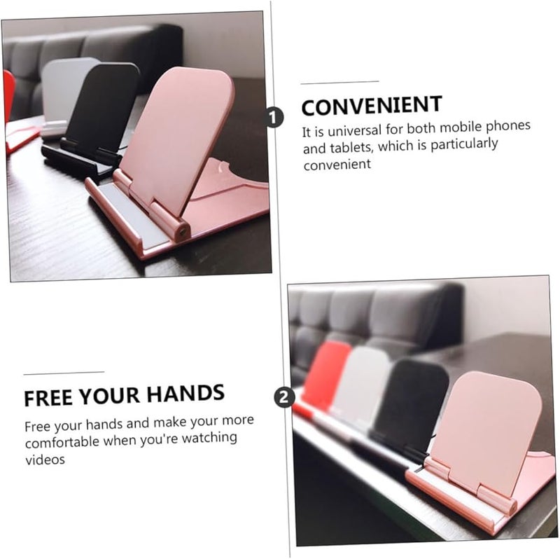 Healifty 3 Pack Plastic Phone Tablet Stand Portable Desktop Holder Black Silver Rose Gold - Image 4